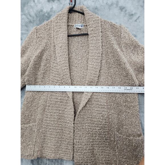 Vintage 80s Adele Joyce Wool Fluffy Shawl Collar Cardigan Sweater Size M Beige - Picture 5 of 7